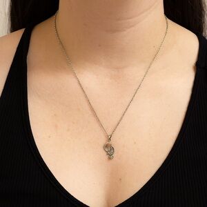 Silver-Tone Fashion Necklace with Crystal Letter Pendant | Statement Jewelry